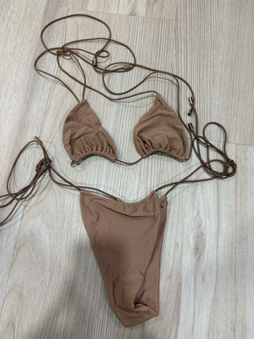 Beach Bunny Brown Triangle String Bikini